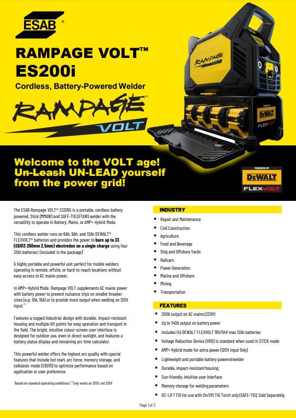 ESAB Rampage Volt Brochure